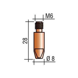 Stromdüse Draht-Ø 1,2mm M 6 L.28mm E-Cu TRAFIMET