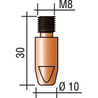 Stromdse Draht- 1mm M 8 L.30mm E-Cu TRAFIMET