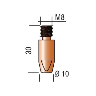 Stromdüse Draht-Ø 0,8mm M 8 L.30mm E-Cu TRAFIMET