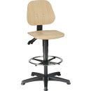 Arbeitsdrehstuhl Unitec Bodengleiter+Fußring Buche...