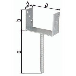 U-Pfostentrger ETA-10/0210 101x100x200x60mm Stahl roh feuerZN