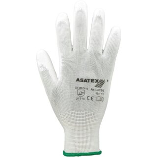 Handschuhe PU Gr.9 weiß teilbesch. Nylon Feinstrick m.Strickbund