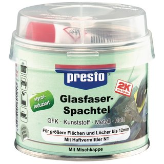 2K-Glasfaserspachtel prestolith ext.grau-grn,Hrter rot 250g Dose PRESTO