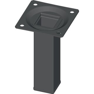 Möbelfuß schwarz RAL 9005 25x25mm H.600mm Platte ELEMENT SYSTEM