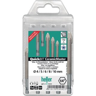 Bohrersatz QuickBit® Ceramik Master 5-tlg.D.4,5,6,8,10mm Schaft 6 kant HELLER