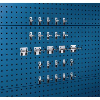 Werkzeughaltersortiment 25-tlg.verzinkt f.Lochplatten 15 Haken/10 Klemmen BOTT