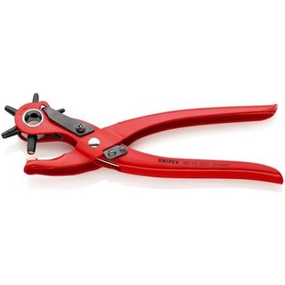 Revolverlochzange Gesamt-L.220mm ffnungsf.2/2,5/3/3,5/4 u.5mm rot pulv.KNIPEX