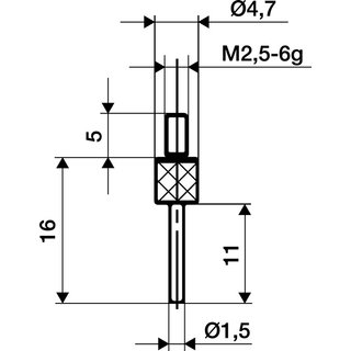 Messeins.D.1,5mm L.11mm Stift M2,5 STA z.Messuhren KFER