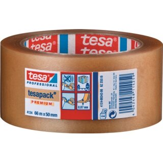 Verpackungsklebeband PVC tesapack® 4124 farblos L.66m B.50mm Rl.TESA