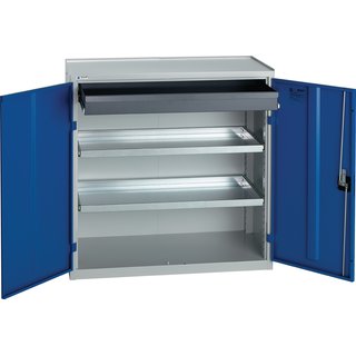 Werkzeug-/Beistellschrank H1000xB1000xT500mm 1Schubl.2BD grau/blau STUMPF