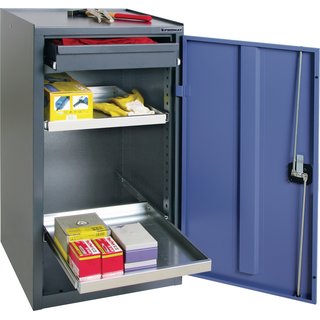 Werkzeug-/Beistellschrank H1000xB500xT500mm 1 Schubl.,2 BD grau/blau NCS PROMAT