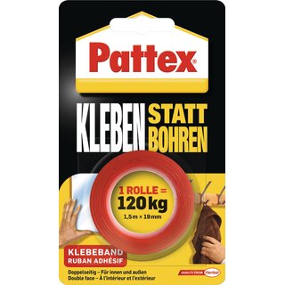 Montageband Kleben statt Bohren transl.L.1,5m B.19mm Rl.PATTEX