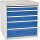 Schubladenschrank H1019xB1005xT736mm lichtgrau/signalblau 6 Schubl.Vollauszug