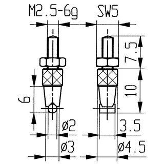 Messeins.D.2mm horiz.Zyl.M2,5 STA z.Messuhren KFER