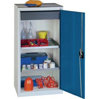 Werkzeug-/Beistellschrank H1000xB500xT500mm 1Schubl.,2BD grau/blau STUMPF