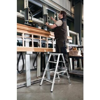 Stehleiter Gesamt-H.0,93m Alu.Stufenanzahl2x4 beidseitig begehbar Arbeits-H.2,5m
