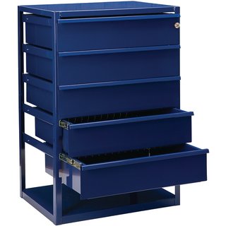 Thekenschrank LOGS 190 H795xB540xT390mm 5 Schubl.Fbd.blau RAL 5022 LOGS