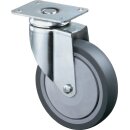 Lenkrolle D.125 Trgf.100kg m.Platte Gum.grau BS ROLLEN