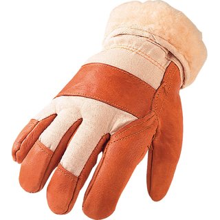 Handschuhe Gr.10 1/2 m.Teddyfutter Mbelleder m.gr.Stulpe aus Canvas