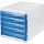 Schubladenbox 5 Schubl.weiß/blautransparent Ku.H245xB265xT340mm HELIT