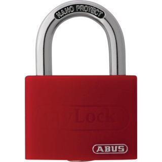 Zylindervorhangschloss T65AL/40 rot gl.Schlosskörper-B.43mm Alu.gl.