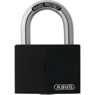 Zylindervorhangschloss T65AL/40 schwarz gl.Schlosskörper-B.43mm Alu.gl.