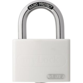 Zylindervorhangschloss T65AL/40 weiß gl.Schlosskörper-B.43mm Alu.gl.