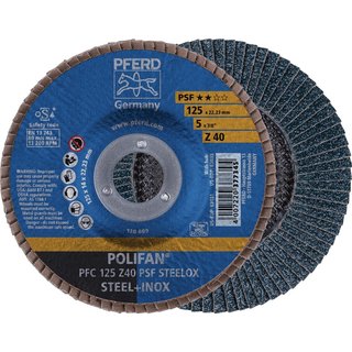 Fcherscheibe POLIFAN Z PSF STEELOX PFF D.125mm K.Z-40 kon.INOX ZK PFERD