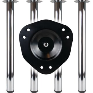 Tischbein-Set schwarz 60mm H.710mm Platten-Befestigung BMB