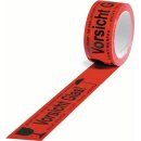 Warnklebeband PP Vorsicht Glas L.66 m,B.50mm rot Rl.TRANSPAK