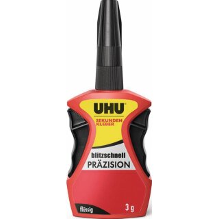 Sekundenkleber blitzschnell PRÄZISION flüssig 3g farblos Flasche UHU