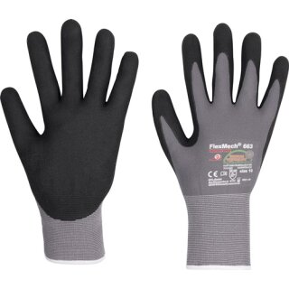 Handschuhe FlexMech 663 Gr.9 grau/schwarz Nylon/Elastan/Nitrilschaum 10 PA