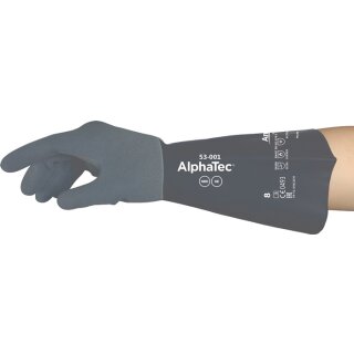 Chemiehandschuhe AlphaTec 53-001 Gr.9 grau/schwarz EN 388,EN 374,EN 407 6 PA
