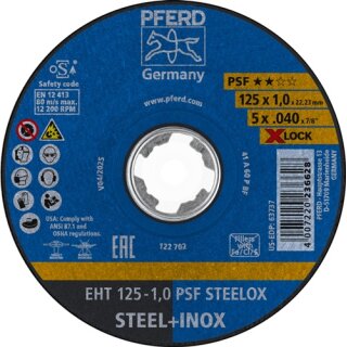 Trennscheibe X-LOCK PSF STEELOX D125x1mm ger.INOX Bohr.22,23mm PFERD