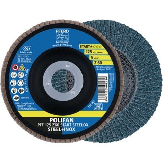 Fächerscheibe POLIFAN Z BOX D.125mm K.Z-60 fl.STEEL/INOX ZK Box á 10 St.PFERD