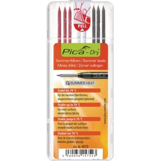 Minenset Pica-Dry 3x graphit,3x rot,2x weiß b.70Grad stabil 8 Minen/Set