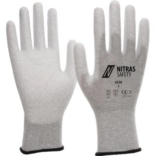 Handschuhe 6230 Gr.8 grau/weiß EN 388,EN 16350 PSA II 12 NITRAS