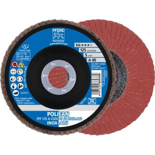 Fächerscheibe POLIFAN A-COOL SG INOX+ALU D.125mm K.A-40 fl.INOX/Aluminium NK