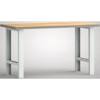 Werkbank B1500xT700xH840mm Buche Multiplex lichtgrau