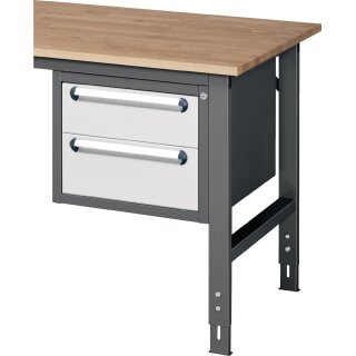 Unterbauschrank H395xB490xT600mm anthrazitgrau/lichtgrau 2 Schubl.Einfachauszug