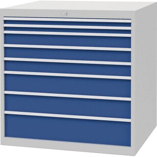 Schubladenschrank H1019xB1005xT736mm lichtgrau/signalblau 8 Schubl.Vollauszug