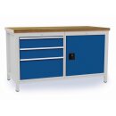 Werkbank signalblau lichtgrau B1500xH859xT750mm Buche...