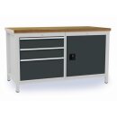 Werkbank grau lichtgrau B1500xH859xT750mm Buche Multiplex...