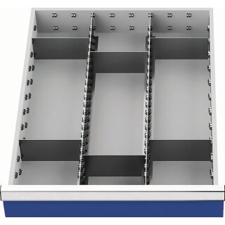 Schubladenunterteilungsmaterial Front-H.150mm 2Längs-/6Querteiler Schubl-B.450mm