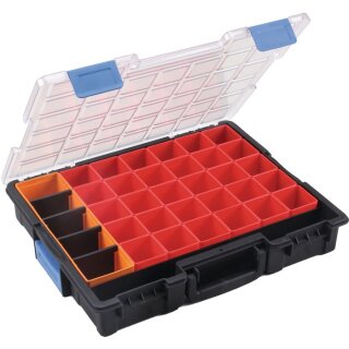 Sortimentskasten B440xT355xH76mm 36 Fächer 4 Trennstege transp.schwarz