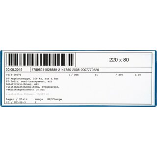 Etikettentasche B220xH80mm magn.10St./Pack EICHNER