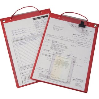 Auftragstasche m.Klettverschluss u.2 Fächer DIN A4 rot VE=10 St.
