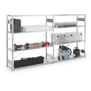 Großfachsteckregal H2000xB1700xT400mm Anbauregal verz.silber 4 Stahlböden