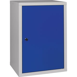 Hängeschrank H600xB400xT300mm Vollblech,1 BD Stahlbl.lichtgrau/enzianblau