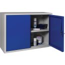 Hängeschrank H600xB800xT300mm Vollblech,1 BD Stahlbl.lichtgrau/enzianblau